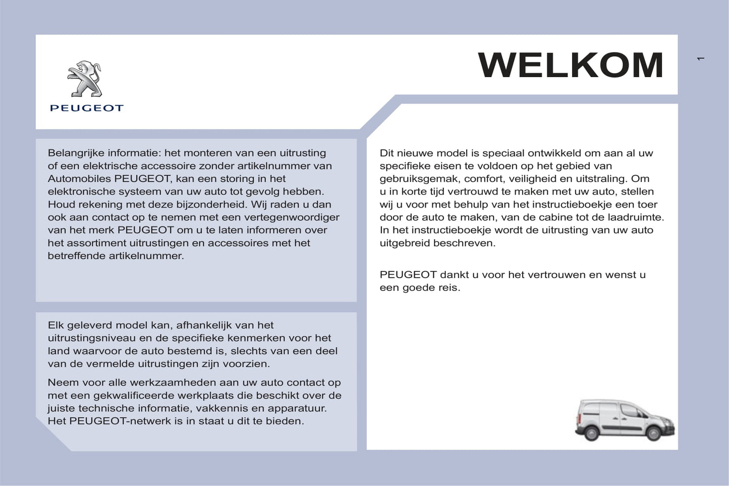 2013 Peugeot Partner Bedienungsanleitung | Niederländisch