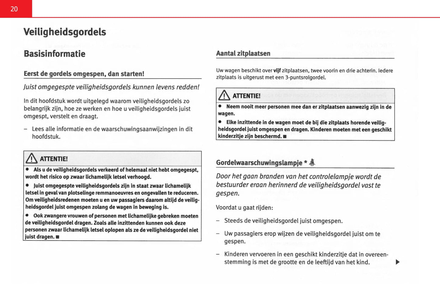 2006-2007 Seat Altea Owner's Manual | Dutch