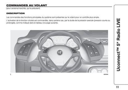 Alfa Romeo Giulietta Uconnect 5.0 Radio Guide d'utilisation 2016 - 2023