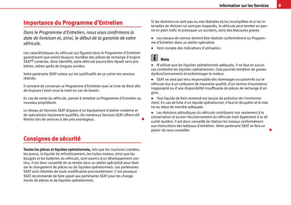 Seat Voitures Particulieres  Procédure d’entretien