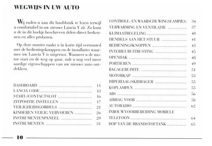 1996-2003 Lancia YPsilon Bedienungsanleitung | Niederländisch