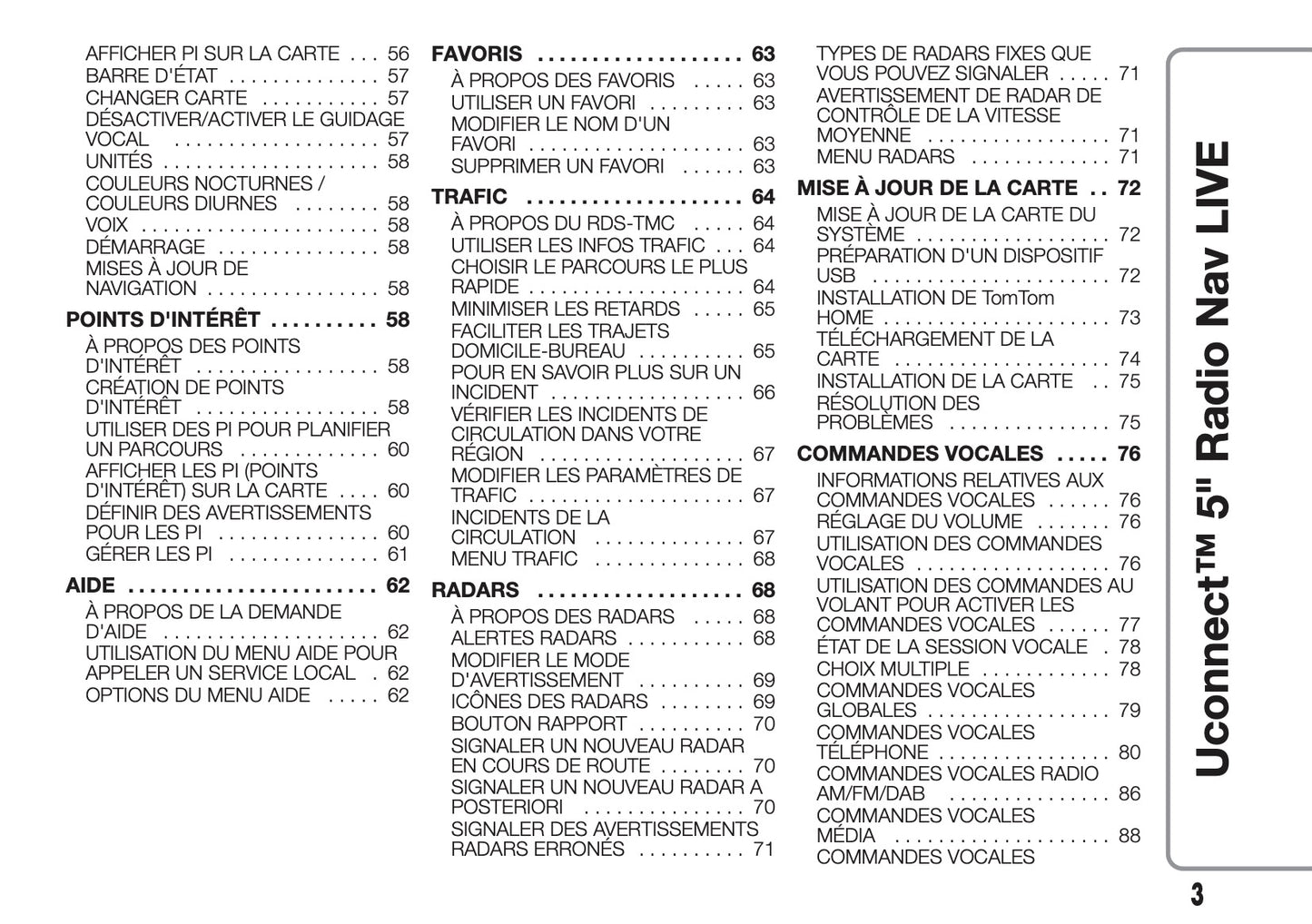 Fiat 500L Uconnect Radio Nav 5.0 Guide d'utilisation 2012 - 2017