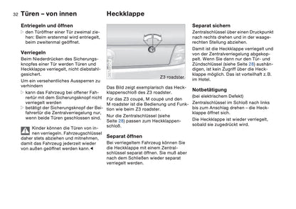 1997-1998 BMW Z3/Z3 M Roadster/Z3 M Coupé Owner's Manual | German