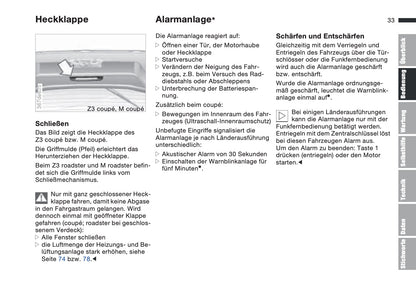 1997-1998 BMW Z3/Z3 M Owner's Manual | German