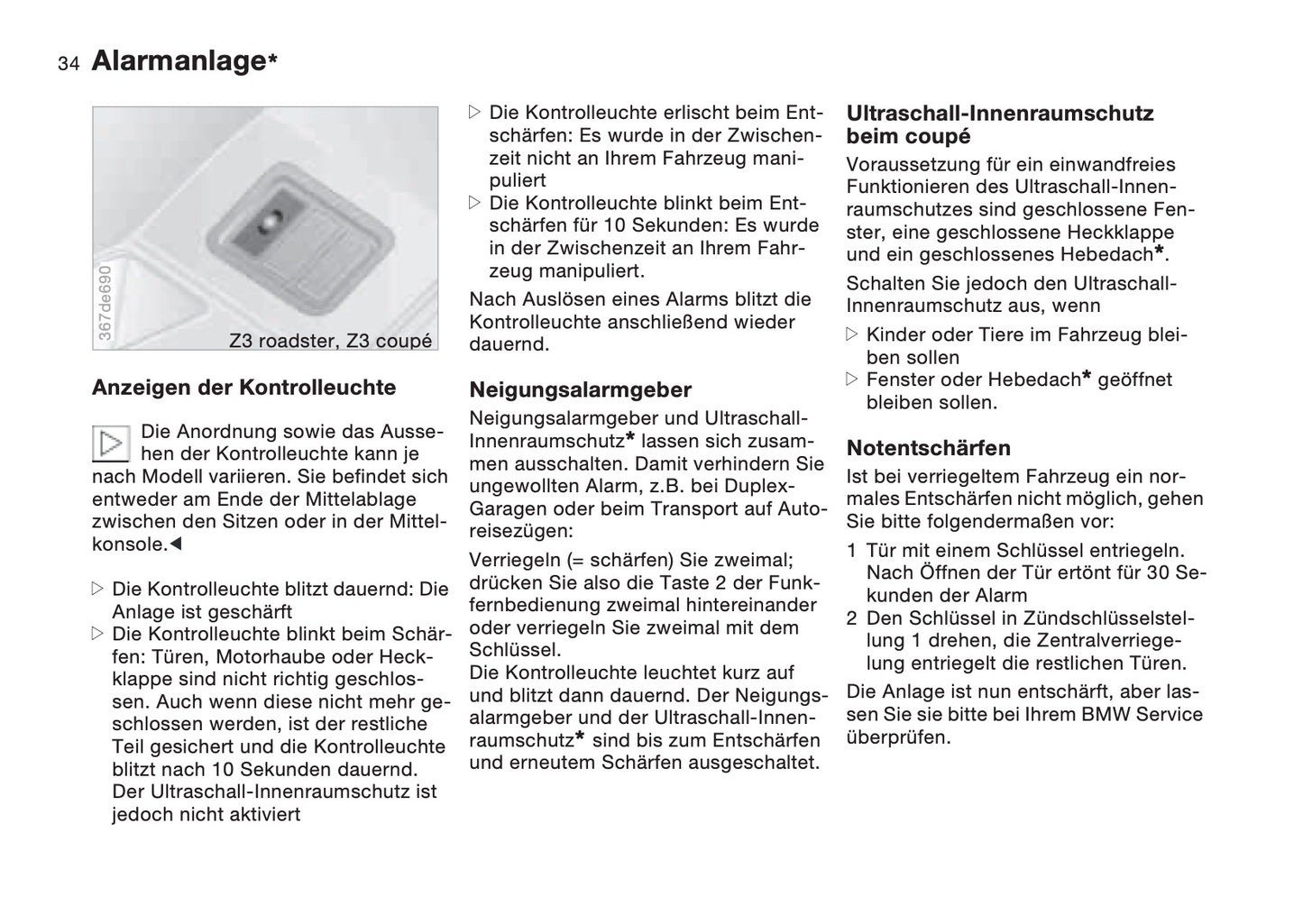 1997-1998 BMW Z3/Z3 M Owner's Manual | German