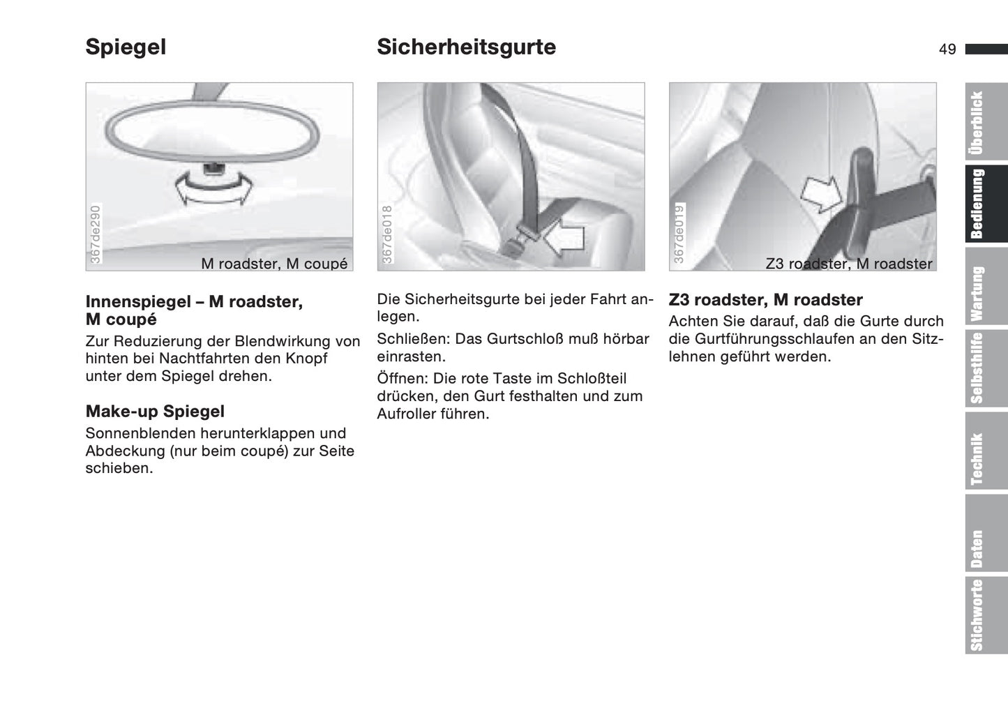 1997-1998 BMW Z3/Z3 M Roadster/Z3 M Coupé Owner's Manual | German