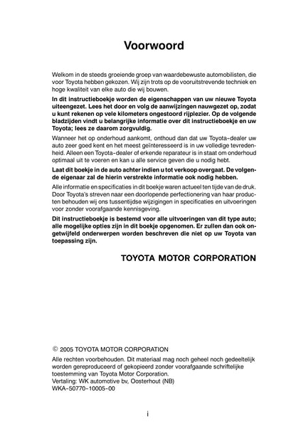 2004-2007 Toyota Corolla Owner's Manual | Dutch