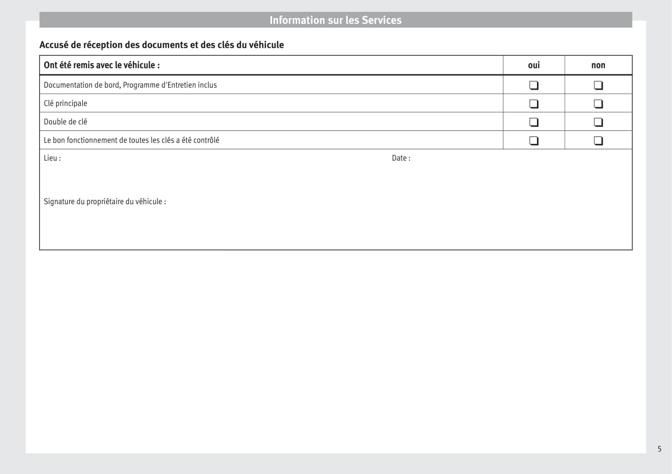 Seat Procédure d'Entretien 2016