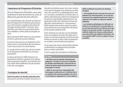 Seat Procédure d'Entretien 2016