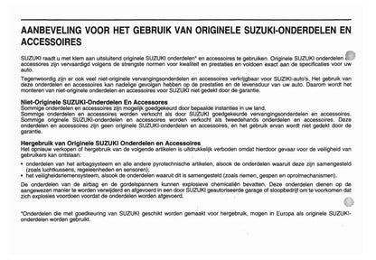 2005-2006 Suzuki SX4 Owner's Manual | Dutch