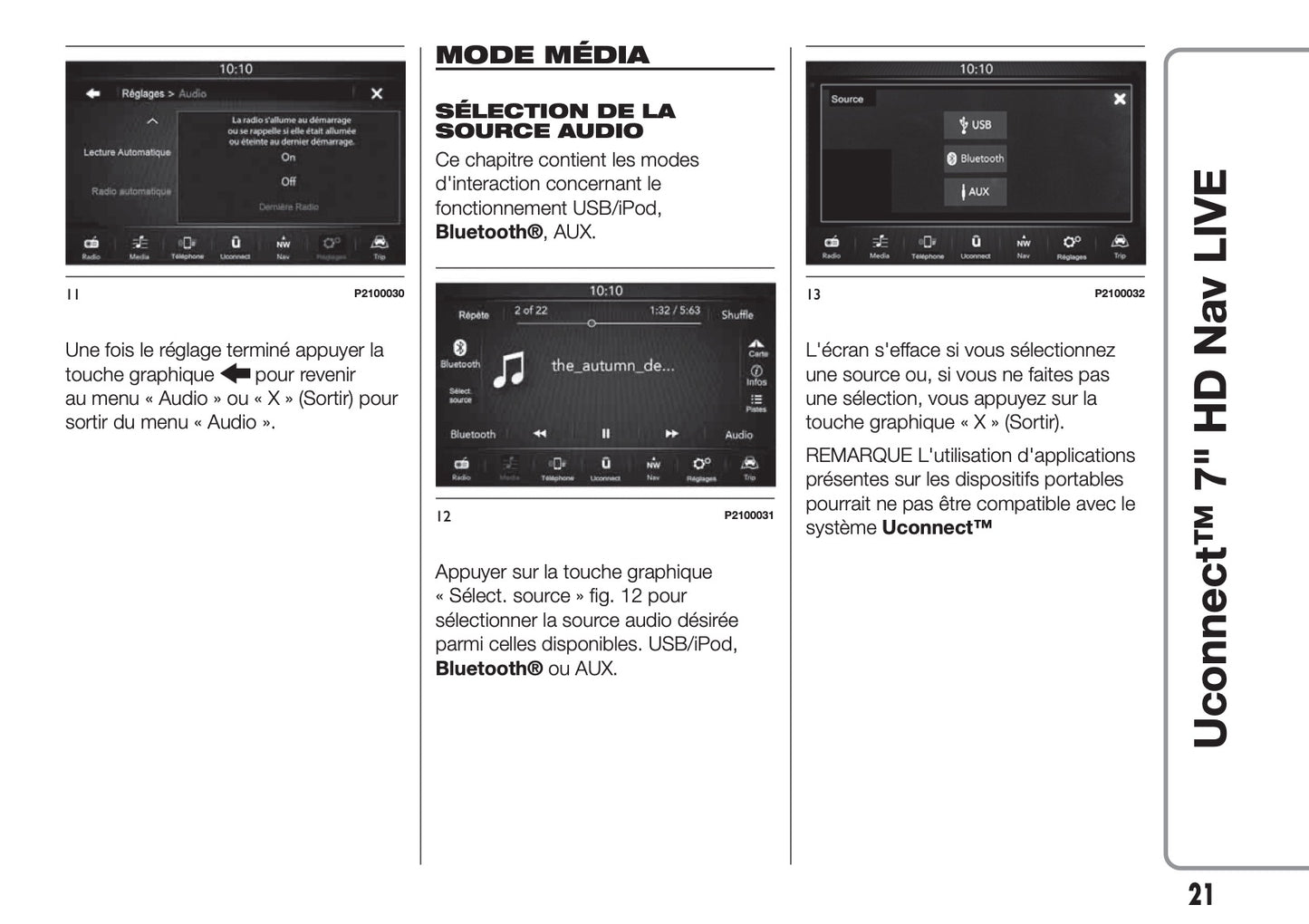 Fiat 500L Uconnect Radio Nav 7.0 Guide d'utilisation 2017 - 2023