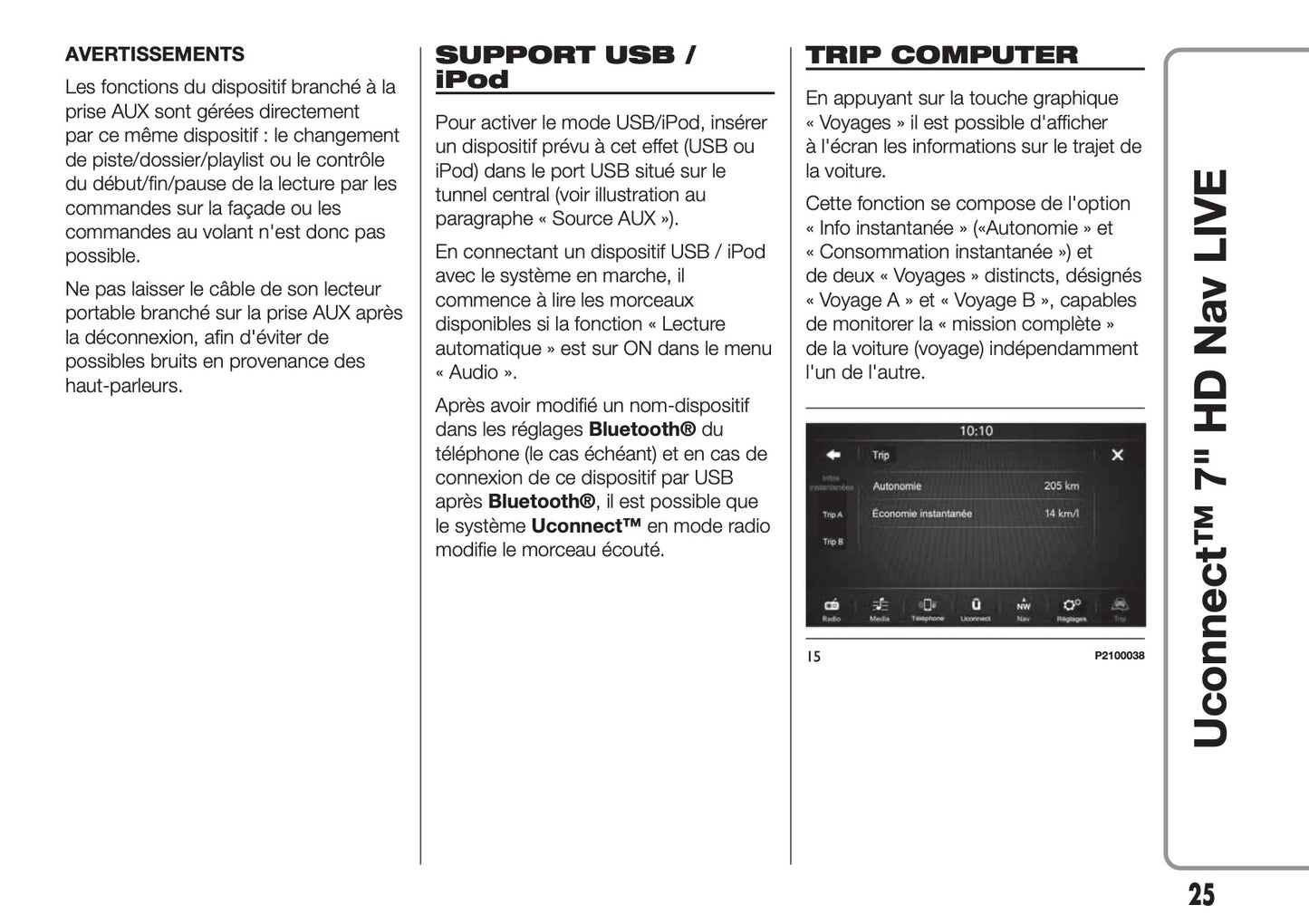 Fiat 500L Uconnect Radio Nav 7.0 Guide d'utilisation 2017 - 2023