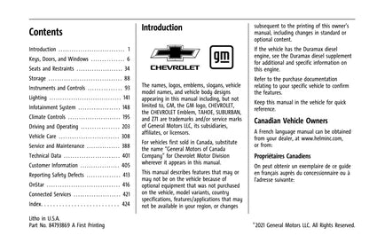 2022 Chevrolet Tahoe/Suburban Bedienungsanleitung | Englisch