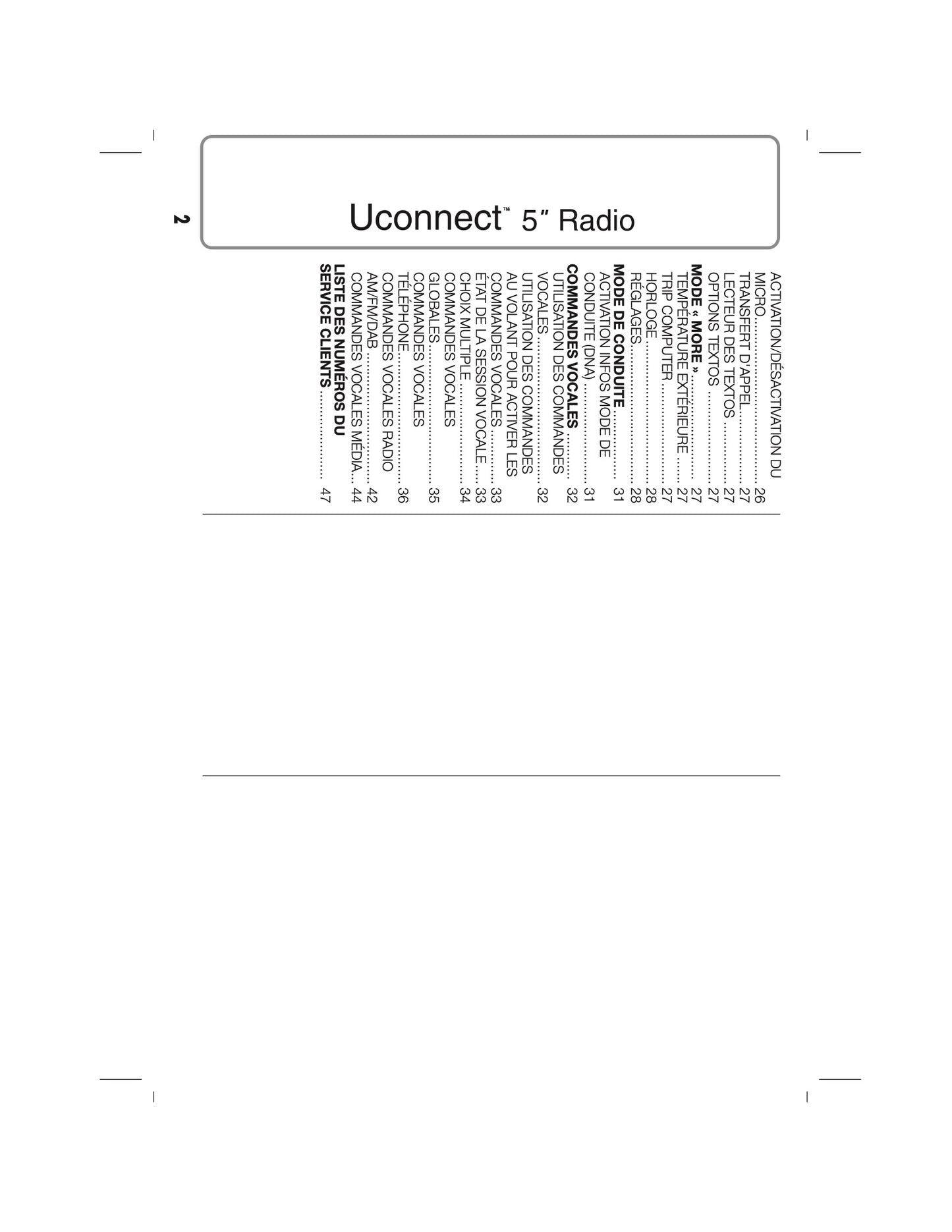 Alfa Romeo Giulietta Uconnect 5.0 Radio  Guide d'utilisation 2014 - 2016