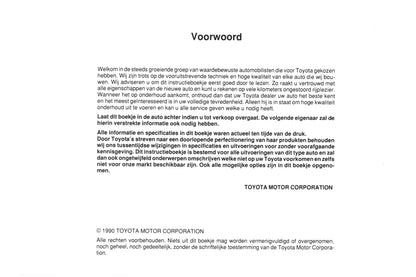 1990-1991 Toyota Starlet Owner's Manual | Dutch