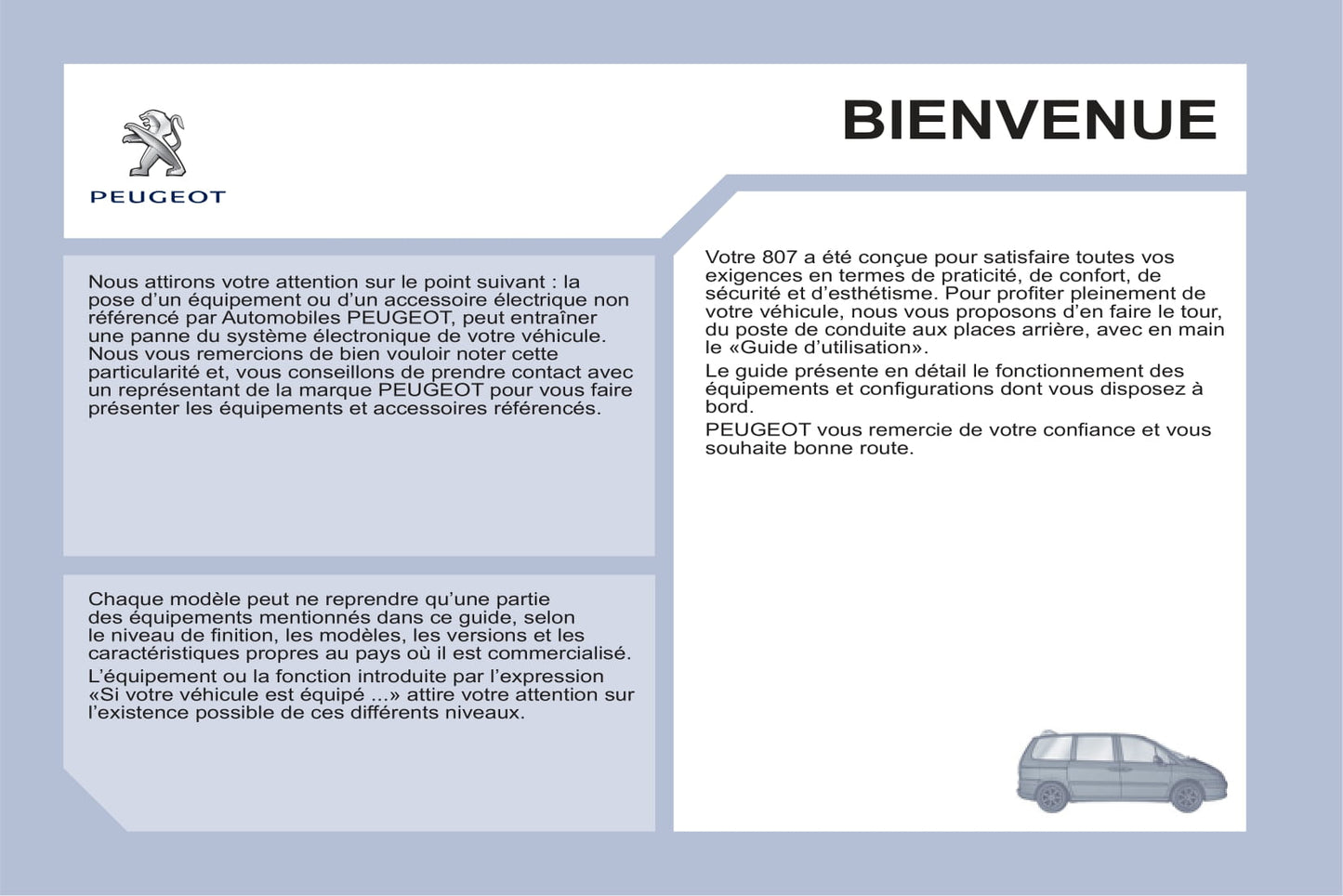 2013-2014 Peugeot 807 Owner's Manual | French