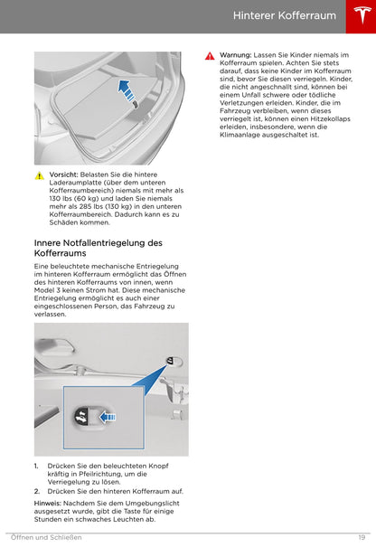 2019 Tesla Model 3 Owner's Manual | German