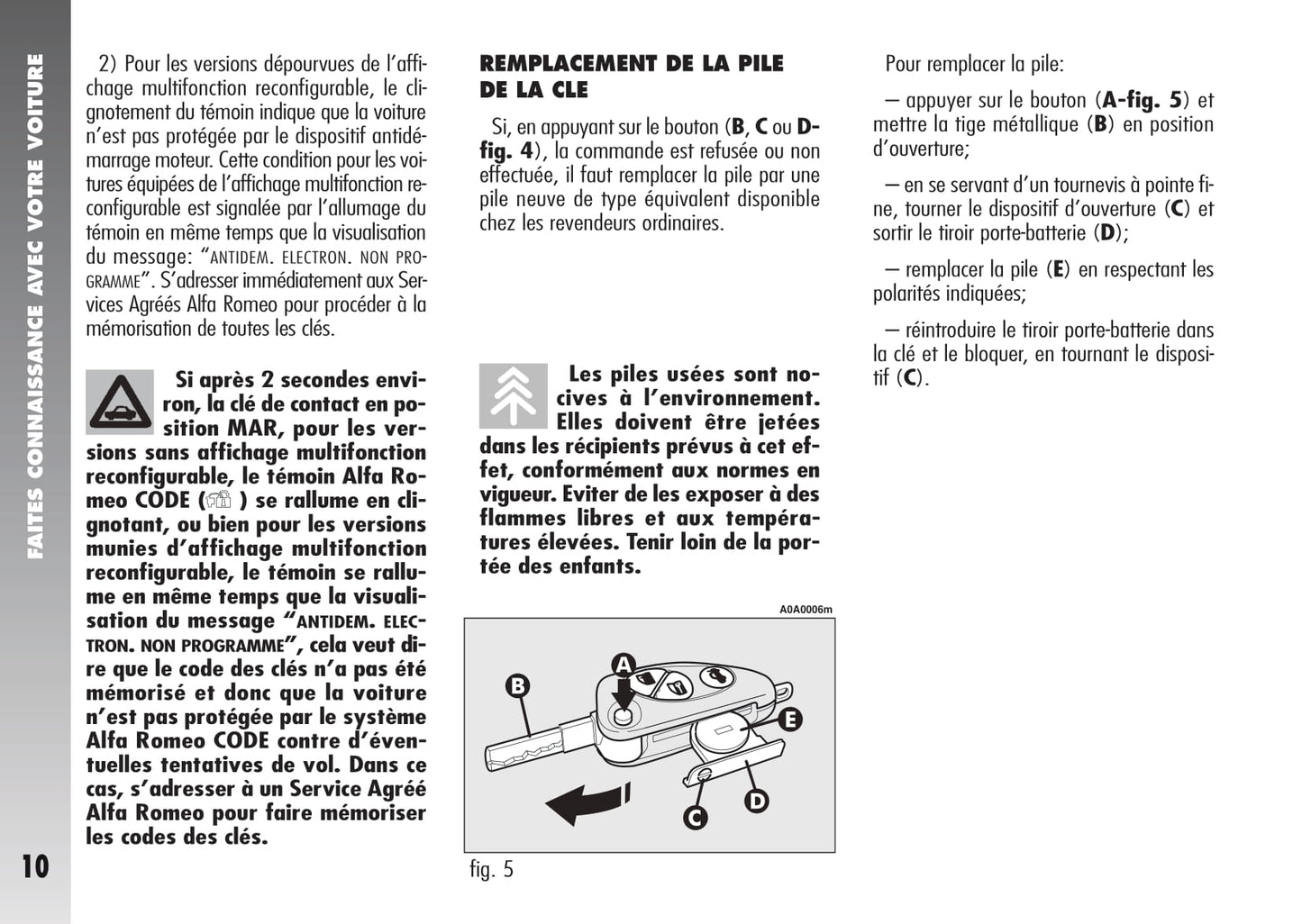 2007-2010 Alfa Romeo 147 Owner's Manual | French