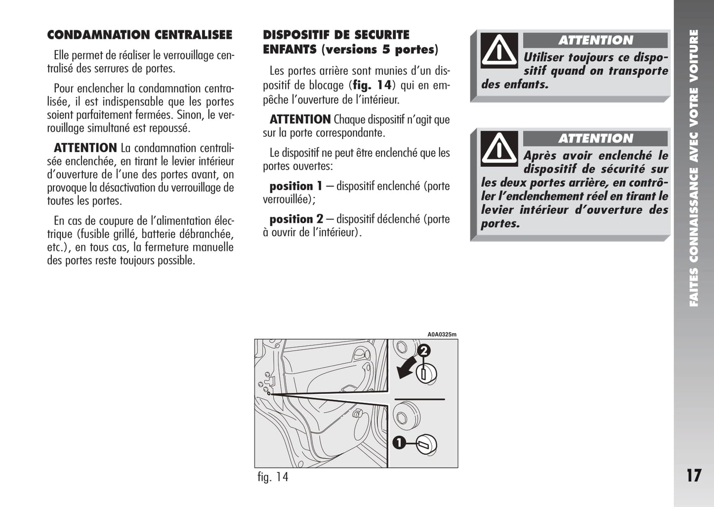 2007-2010 Alfa Romeo 147 Owner's Manual | French