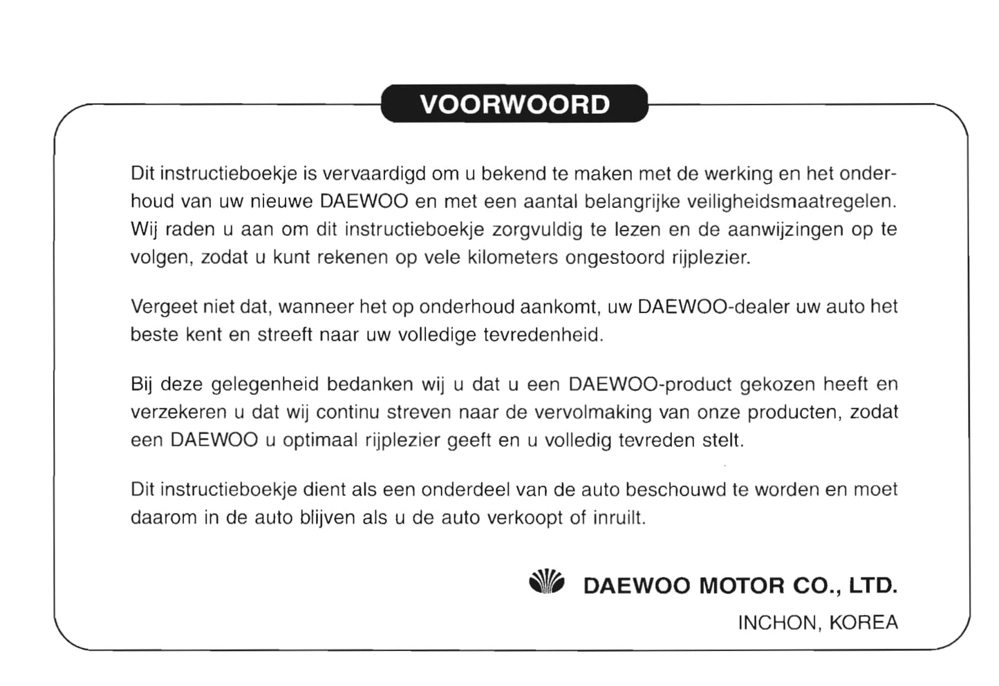 2001-2005 Daewoo Matiz Bedienungsanleitung | Niederländisch