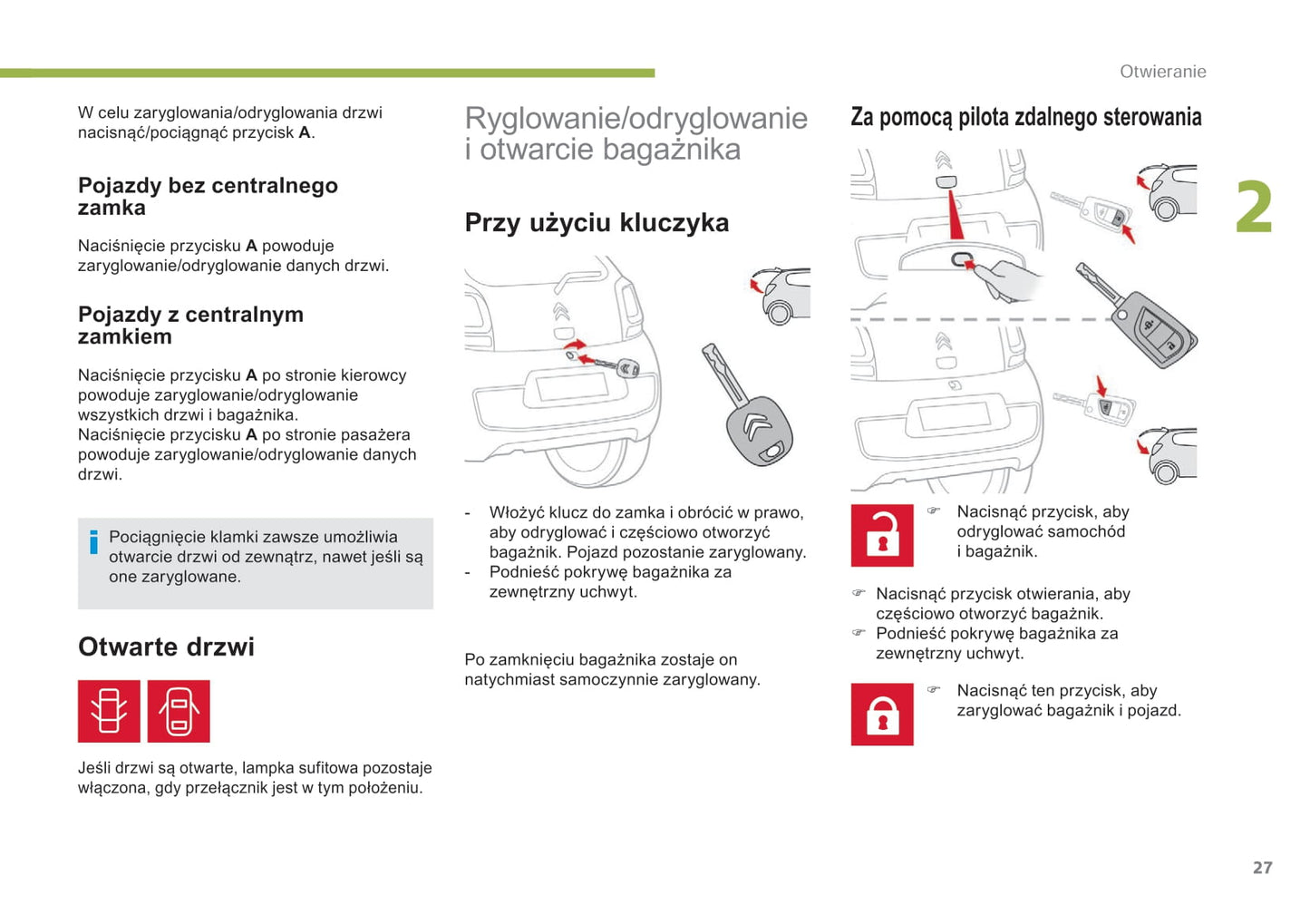 2018-2022 Citroën C1 Owner's Manual | Polish