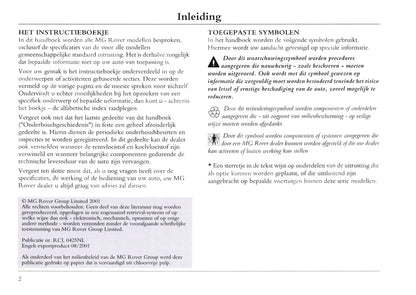 2001-2004 MG ZT Bedienungsanleitung | Niederländisch