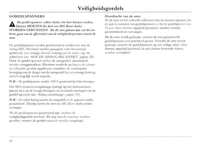 2001-2004 MG ZT Bedienungsanleitung | Niederländisch