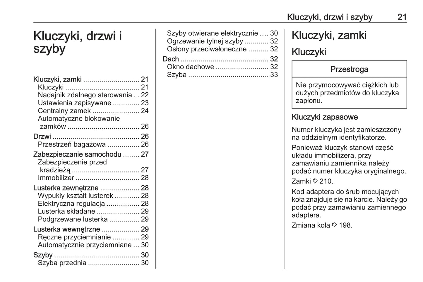 2019 Opel Adam Owner's Manual | Polish