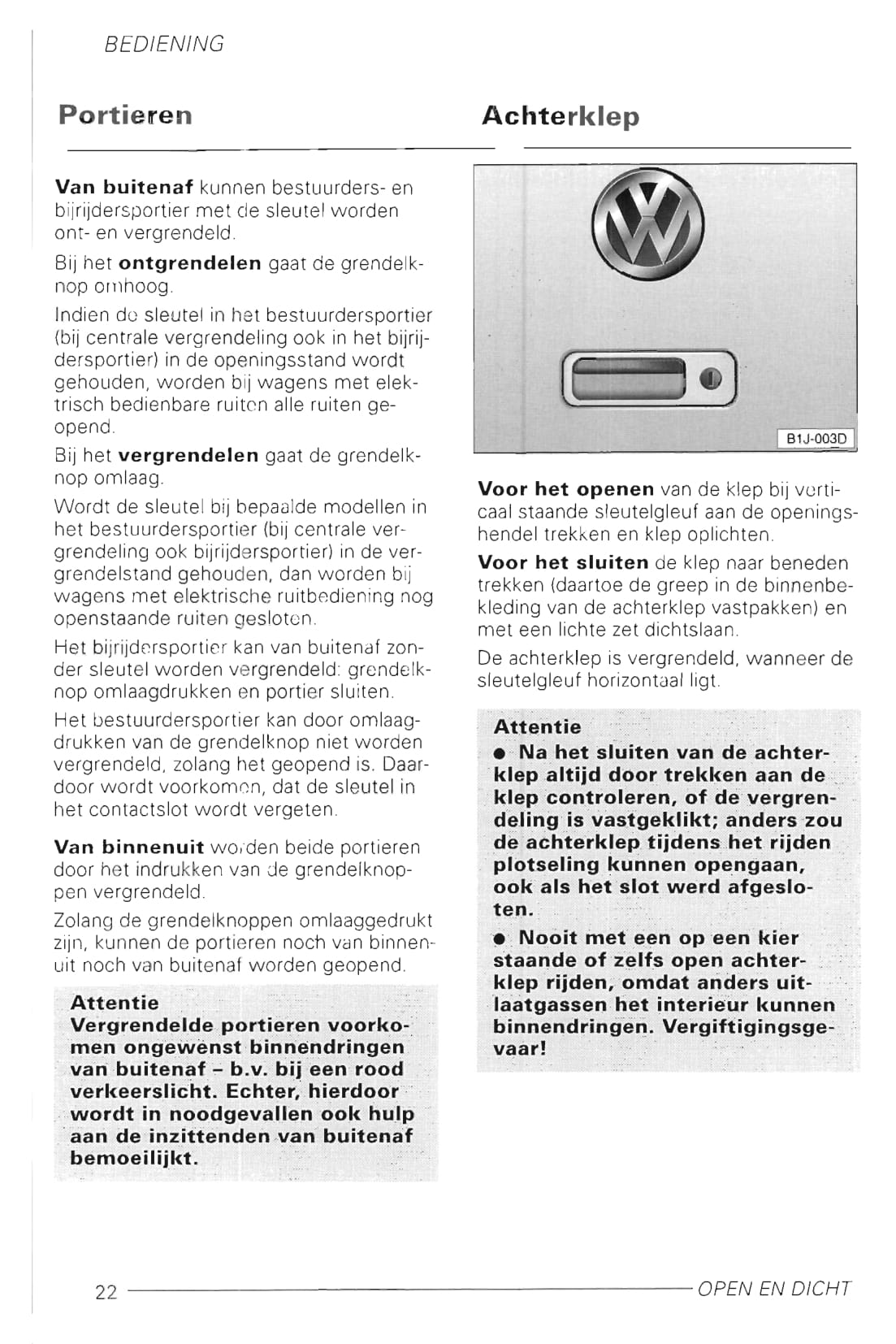 1998-2002 Volkswagen Golf Owner's Manual | Dutch