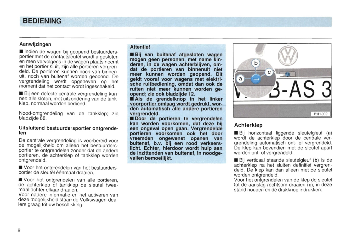 1991-1997 Volkswagen Golf Bedienungsanleitung | Niederländisch