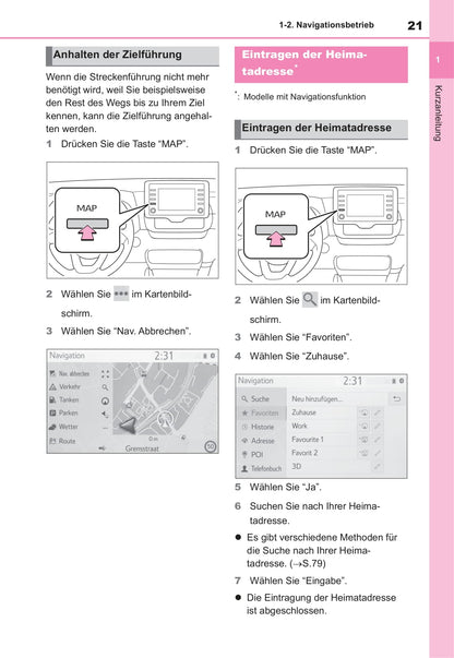 Toyota Navigation Bedienungsanleitung 2020