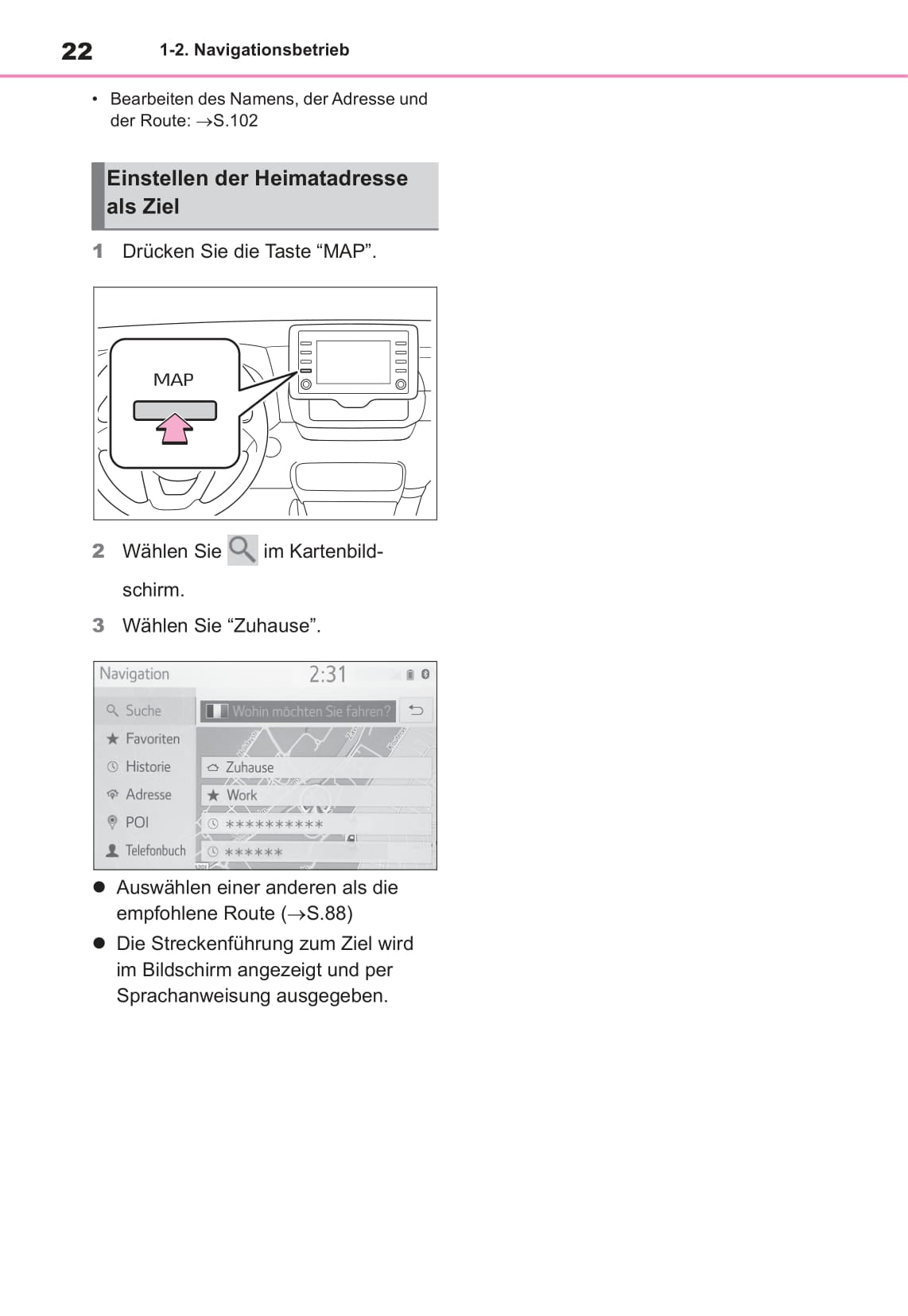 Toyota Navigation Bedienungsanleitung 2020