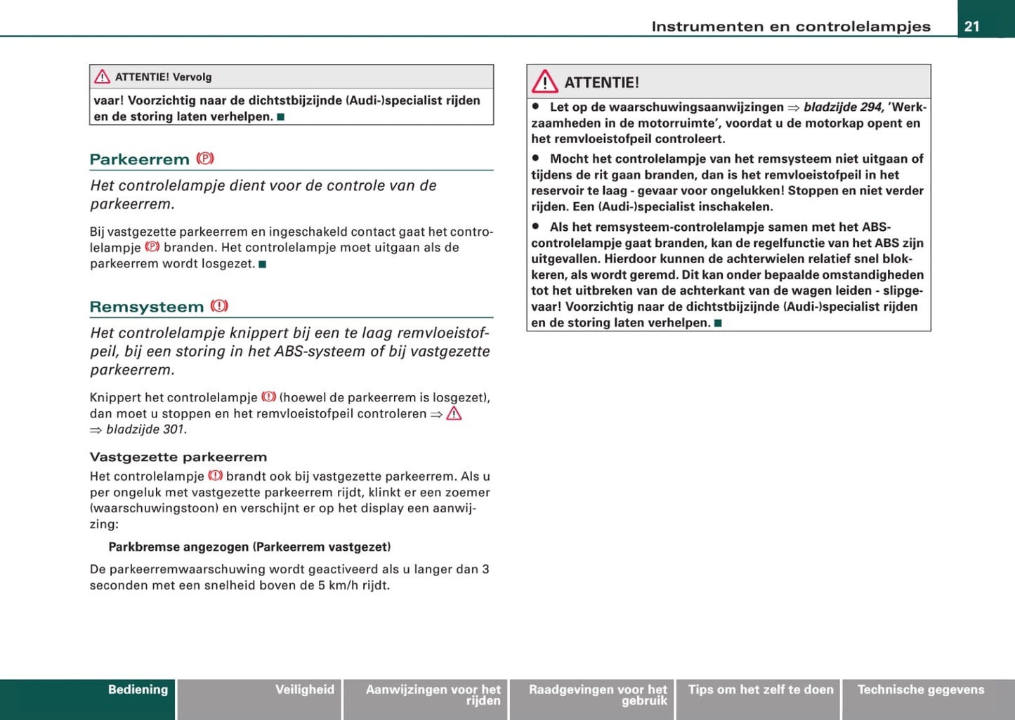 2006-2009 Audi Q7 Owner's Manual | Dutch