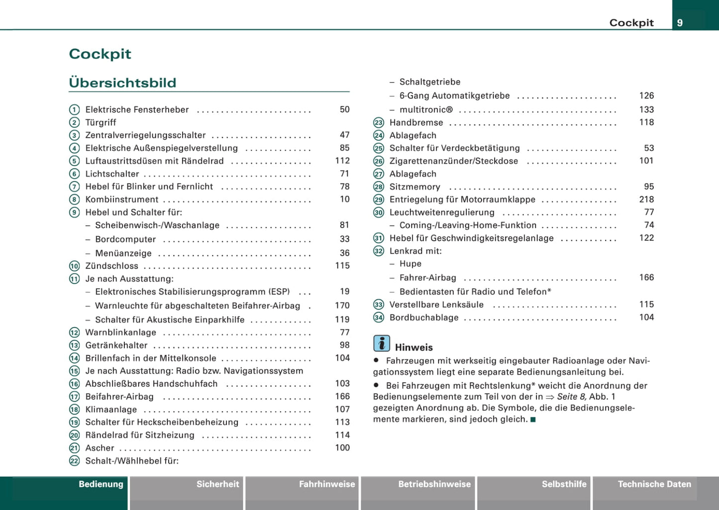 2005-2008 Audi A4 Bedienungsanleitung | Deutsch