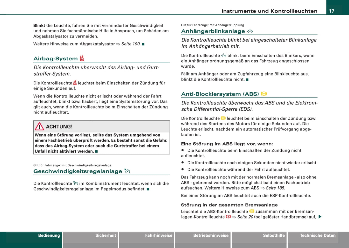 2005-2008 Audi A4 Bedienungsanleitung | Deutsch