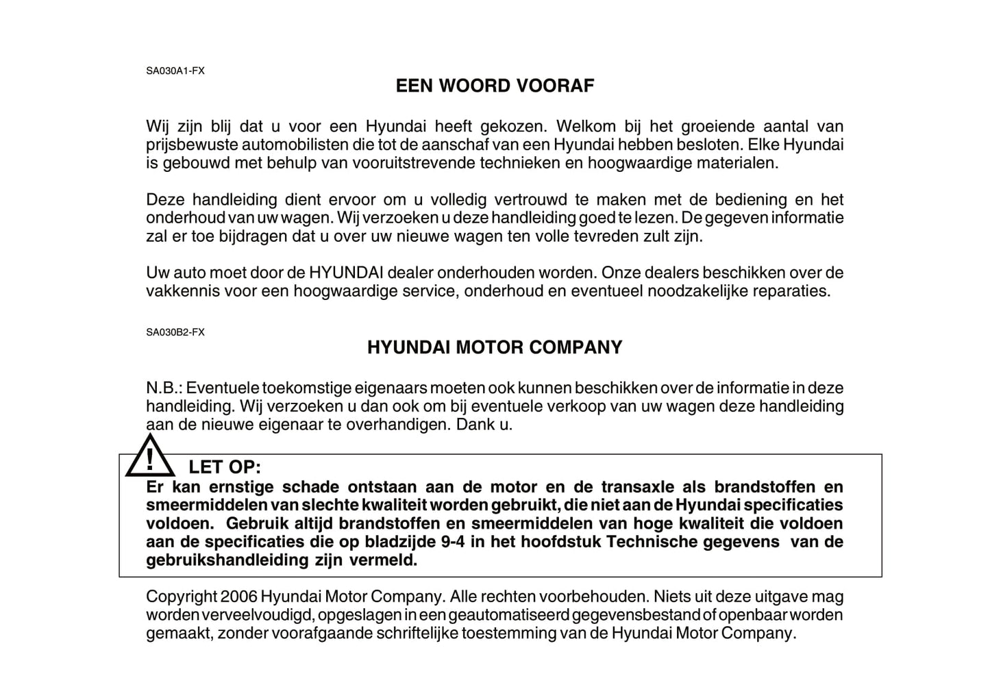 2006-2007 Hyundai Matrix Bedienungsanleitung | Niederländisch