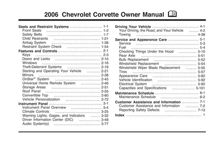 2006 Chevrolet Corvette Bedienungsanleitung | Englisch