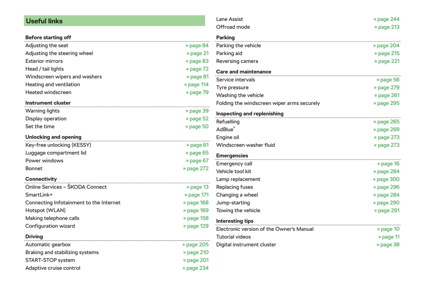 2018-2019 Skoda Octavia Owner's Manual | English