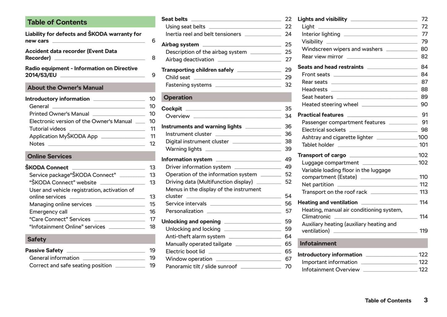 2018-2019 Skoda Octavia Owner's Manual | English