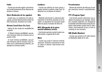 Alfa Romeo 156 / 156 GTA Autorradio Instrucciones 2004 - 2007