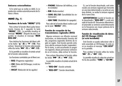 Alfa Romeo 156 / 156 GTA Autorradio Instrucciones 2004 - 2007