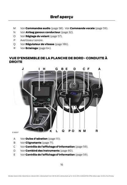 2014-2015 Ford Mondeo / Mondeo Hybrid Bedienungsanleitung | Französisch