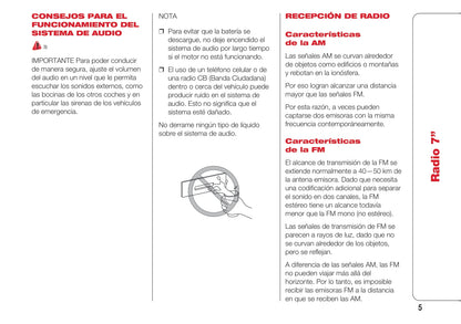 Abarth 124 Spider Radio 7 Instrucciones 2016 - 2018