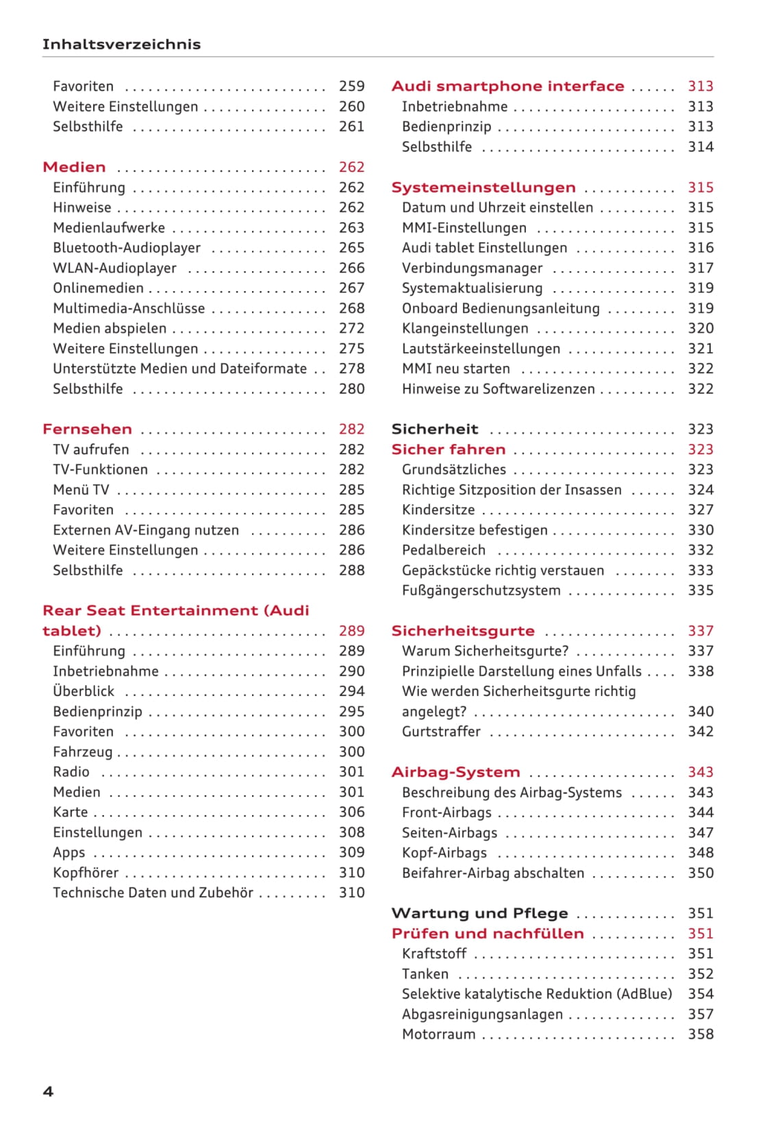 2015-2018 Audi A4 Limousine/A4 Avant Owner's Manual | German