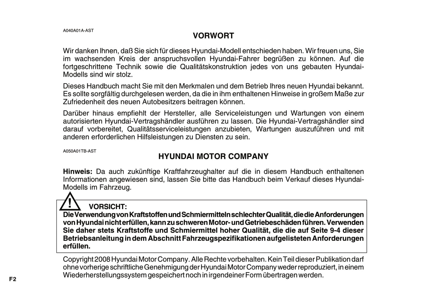 2008-2009 Hyundai Getz Bedienungsanleitung | Deutsch