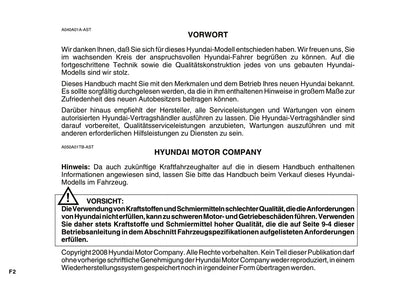 2008-2009 Hyundai Getz Bedienungsanleitung | Deutsch