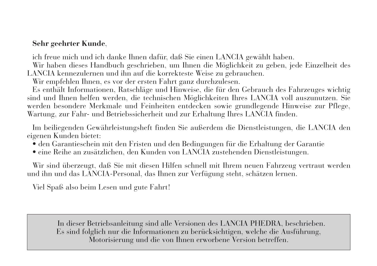 2002-2008 Lanica Phedra Bedienungsanleitung | Deutsch