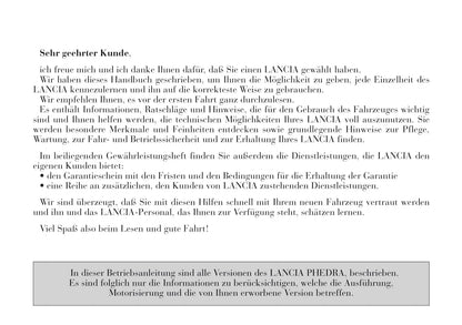 2002-2008 Lanica Phedra Bedienungsanleitung | Deutsch
