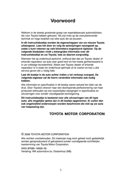 2008-2009 Toyota Prius Bedienungsanleitung | Niederländisch
