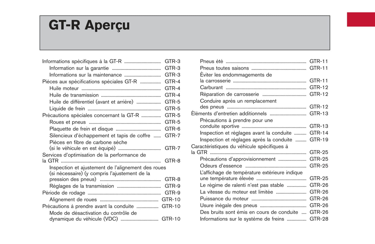 2015 Nissan GT-R Owner's Manual | French